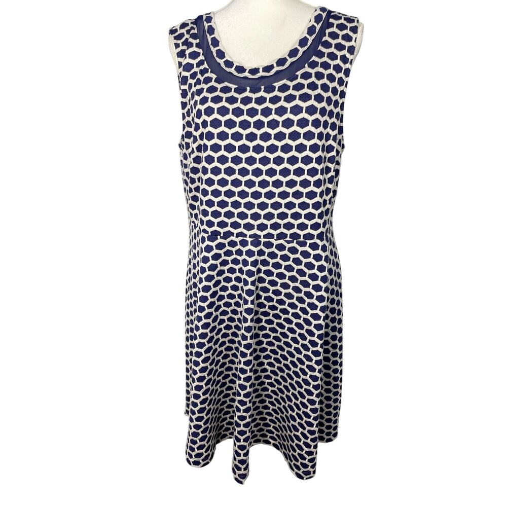 Pixley Stitch Fix XXL Navy Textured Fit & Flare Midi Dress Illusion